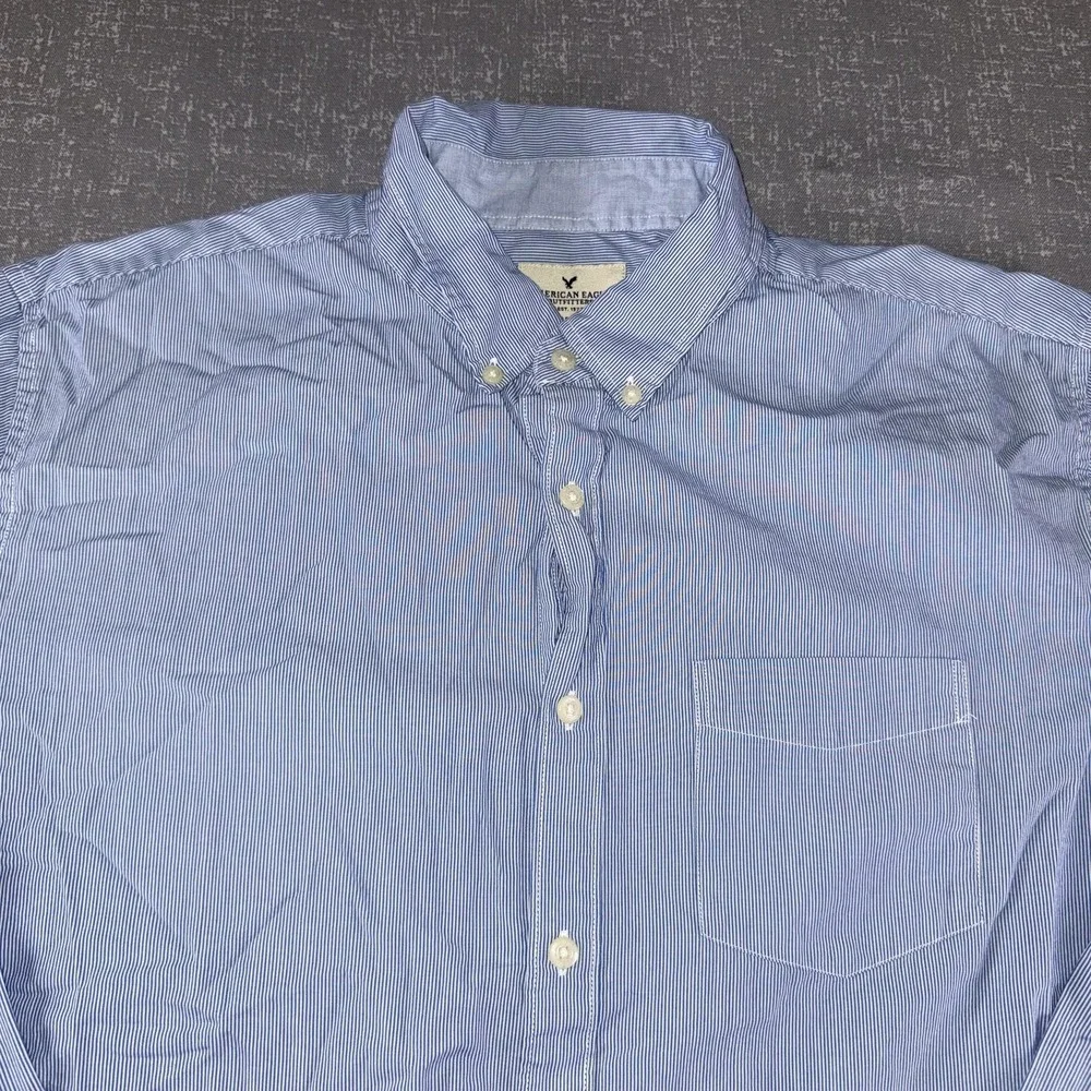 American‎ Eagle Outfitters Shirt Mens XL Blue Striped Button Down Classic Fit